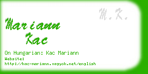 mariann kac business card